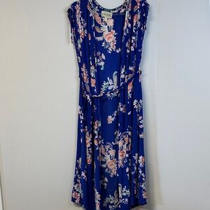 Cleobella Dreamy Sunset Royal Blue Floral Ankle Dress/Cover Up L